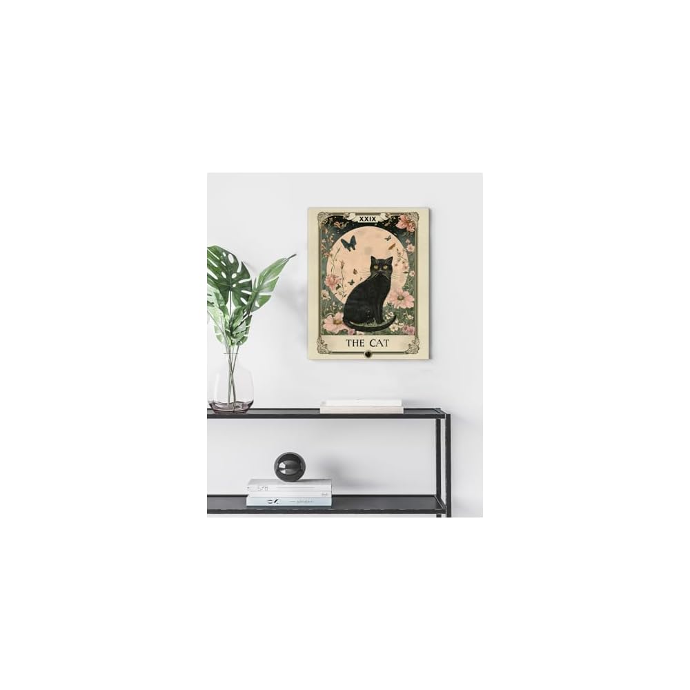 Cat Tarot Wall Decor Gift For Cat Lovers Halloween Bathroom And Bedroom Decor Poster Suitable For Home Living Room And Bedroom, 8x10 Inch