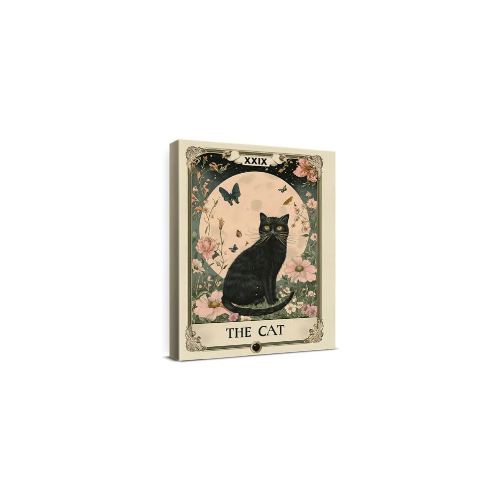 Cat Tarot Wall Decor Gift For Cat Lovers Halloween Bathroom And Bedroom Decor Poster Suitable For Home Living Room And Bedroom, 8x10 Inch
