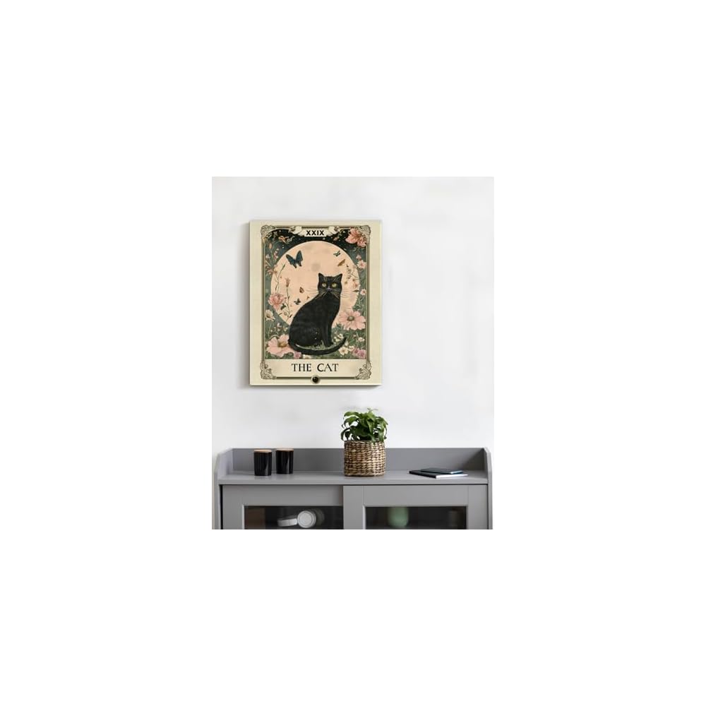 Cat Tarot Wall Decor Gift For Cat Lovers Halloween Bathroom And Bedroom Decor Poster Suitable For Home Living Room And Bedroom, 8x10 Inch