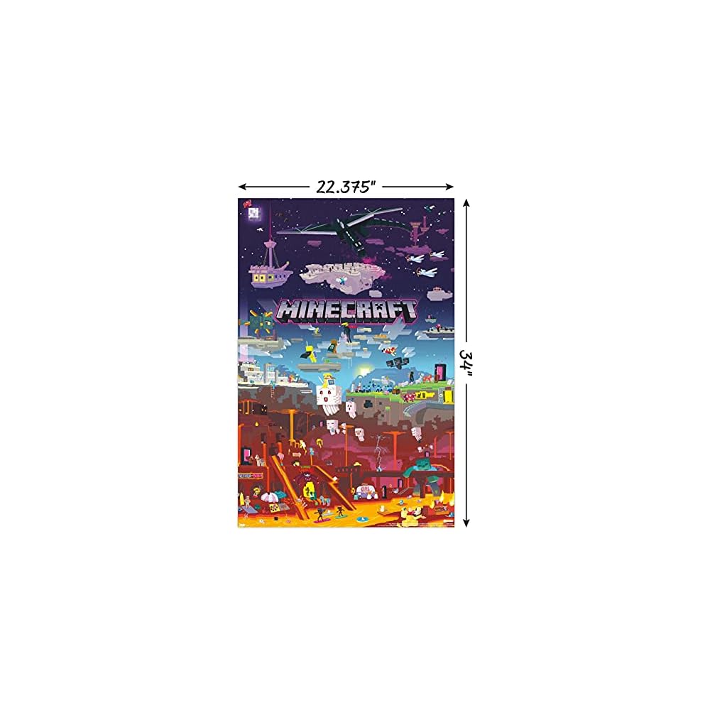 Minecraft - World Beyond Wall Poster, 22.375" x 34", Unframed Version