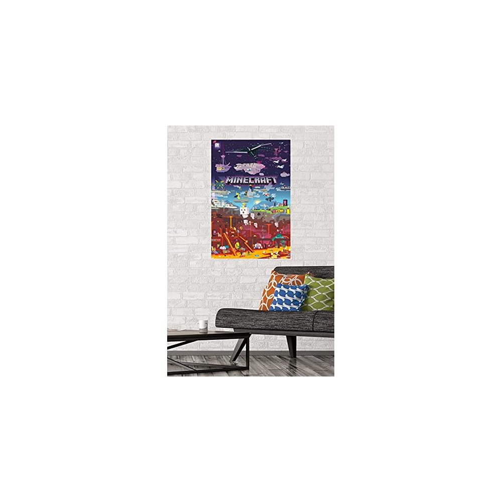 Minecraft - World Beyond Wall Poster, 22.375" x 34", Unframed Version