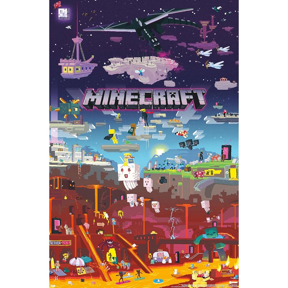 Minecraft - World Beyond Wall Poster, 22.375" x 34", Unframed Version