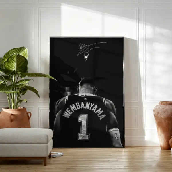 Wemby Basketball Poster - Minimal Alien-Inspired Canvas Wall Art for Bedroom, Dorm Decor