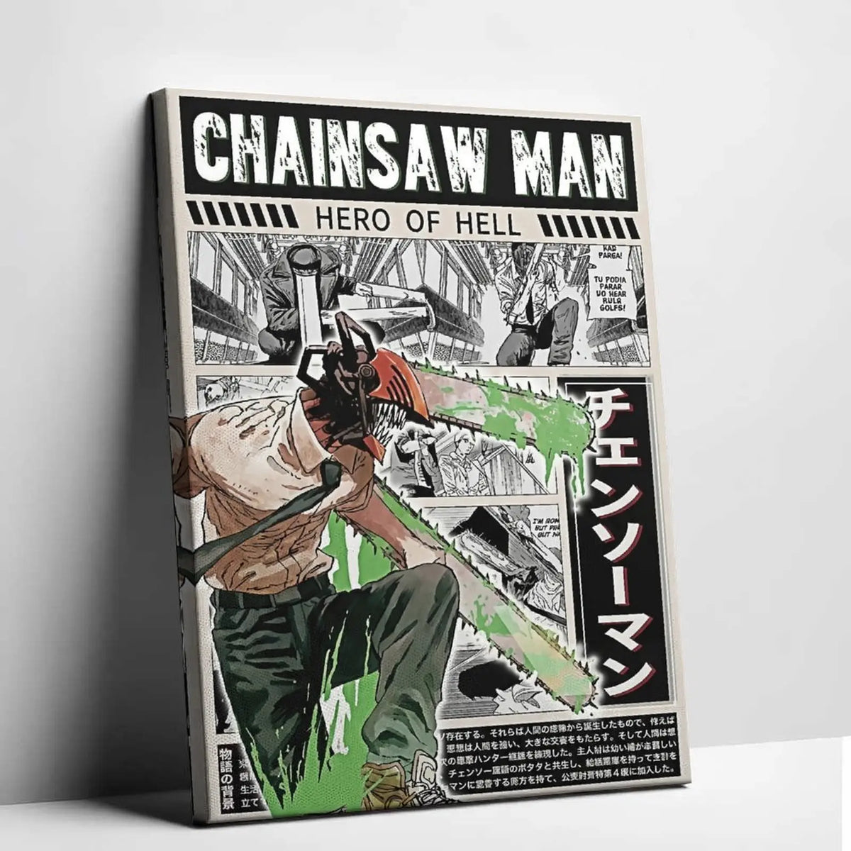 Denji Chainsaw Man Creative Design Print - High-Quality Unframed Canvas Character Art, Japanese Anime Merchandise Wall Decor for Chainsaw Man Enthusiasts, Denji Fan Must-Have Otaku Space Accent, Above Bed Wall Decor, Artistic