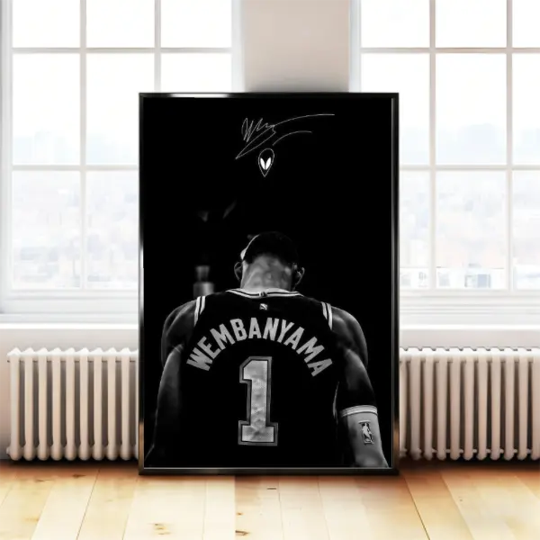 Wemby Basketball Poster - Minimal Alien-Inspired Canvas Wall Art for Bedroom, Dorm Decor